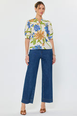 Lavender Aster Floral Print Blouse Blouse