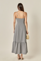 Light Gray Gingham Maxi Dress in Black/White Maxi Dress