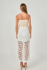 Flower Sequin Sheer Midi Skirt