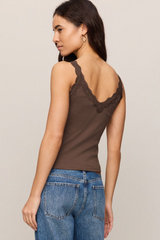 Light Gray Eve Lace Trim Tank Tank Top