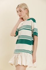 Light Gray Georgia Striped Bubble T-Shirt Dress Mini Dress