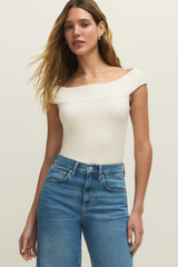 Antique White Second Skin Off Shoulder Top Top