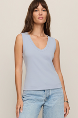 Light Gray Ellie Rib V-Neck Tank Tank Top