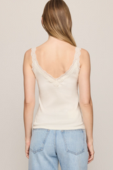 Light Gray Eve Lace Trim Tank Tank Top