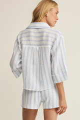 Light Gray Helena Striped Airy Gauze Shirt Shirt
