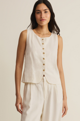 Light Gray Roman Linen Vest Vest