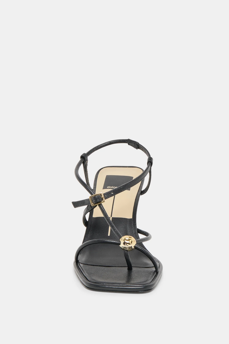 White Smoke Mylee Heels | Black Leather Heel
