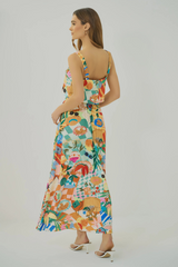 Gray Nemy Skirt in Multi Picnic Park Conversational Midi Skirt