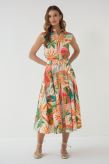 Light Gray Silvey Skirt in Ivory/Multi Midi Skirt