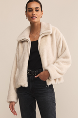 Light Gray Amethyst Faux Fur Jacket Jacket