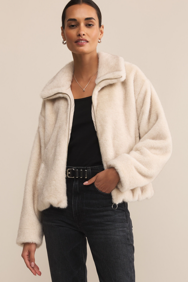 Light Gray Amethyst Faux Fur Jacket Jacket
