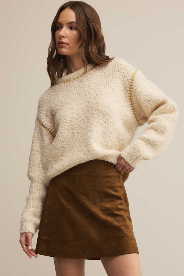 Gray Romnie Whipstitch Sweater Sweater