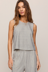 Dark Gray Sloane Knit Striped Top Top