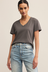 Light Gray Weekdays V-Neck Tee T Shirt