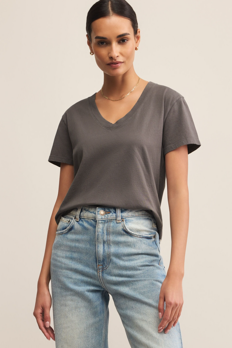 Light Gray Weekdays V-Neck Tee T Shirt
