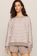 Gray Everyday French Terry Striped Crew Sweatshirt