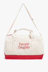 White Smoke Canvas Duffle Bag in Natural True Red Duffle Bag