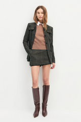 Beige The Spencer Skort in Mocha Plaid Skort