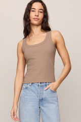 Light Gray Rowe Ribbed Scoop Tank Tank