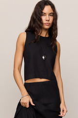 Black Sloane Linen Cropped Tank Tank