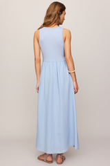 Light Steel Blue Charlotte Rib Midi Dress Maxi Dress
