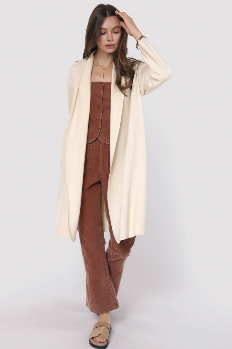 Light Gray Alessia Shawl Collar Open Coat Coat