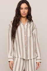 Light Gray Perfect Striped Linen Button Up Shirt