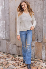 Rosy Brown Maura Cropped Marled Chunky Top Sweater