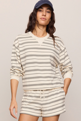 Light Gray Stand Out Striped Model Sweatshirt Sweatshirt