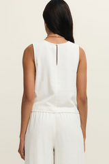 Antique White Sloane Linen Cropped Tank Tank
