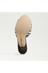 Lavender Jeanie Heeled Mule | Zebra Brahma Hair Heel