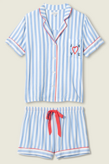 Light Gray Lady Lucky Striped PJ Short Set PJ Set