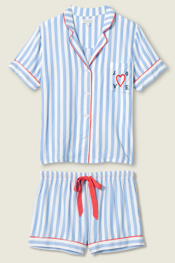 Light Gray Lady Lucky Striped PJ Short Set PJ Set