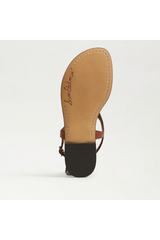 Lavender Canna Thong Flat Sandal | Rich Cognac Leather Sandal