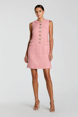 Boucle Sleeveless Mini Dress w/Gold Buttons