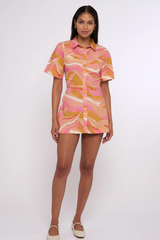Light Gray Sylvan Mini Dress in Pink Reverie Print Mini Dress