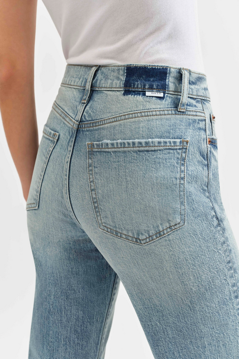 Light Slate Gray Sundaze High Rise Vintage Straight | Bliss Jeans