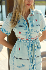 Gray Tilly Dress in Seastitch Mini Dress
