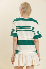 Light Gray Georgia Striped Bubble T-Shirt Dress Mini Dress