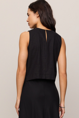 Black Sloane Linen Cropped Tank Tank