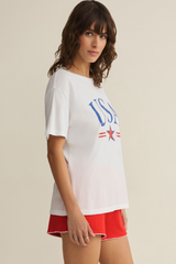 Light Gray USA Star Boyfriend Tee Graphic Tee