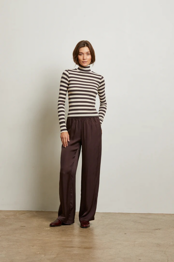 Gray Camile Luxe Satin Straight Leg Pant Pant