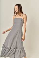 Light Gray Gingham Maxi Dress in Black/White Maxi Dress