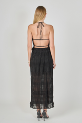 Dark Slate Gray Gathered Chiffon Sequins Halter Top Top