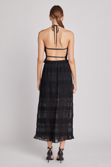 Dark Slate Gray Gathered Chiffon Sequins Halter Top Top