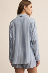 Light Gray River Plaid Button Up Top