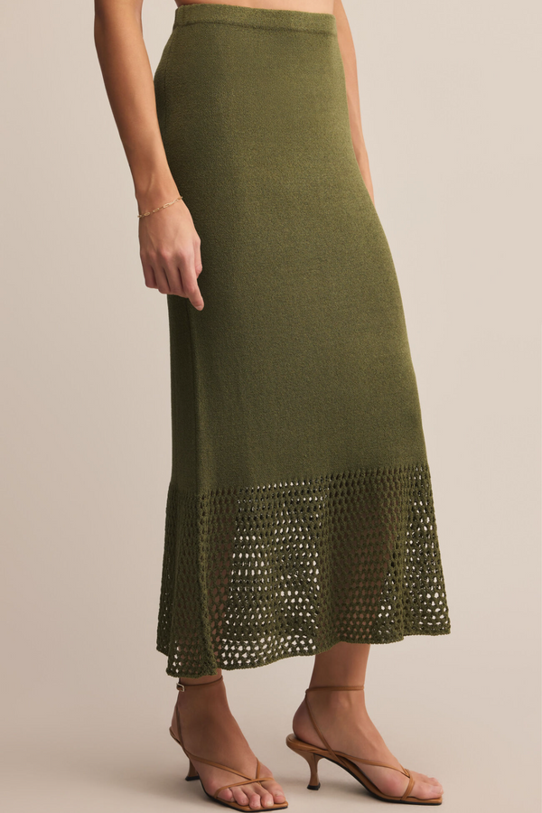 Dark Olive Green Haven Sweater Knit Midi Skirt Midi Skirt