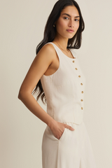 Gray Roman Linen Vest Vest