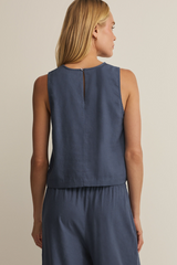 Dark Slate Gray Sloane Linen Cropped Tank Tank