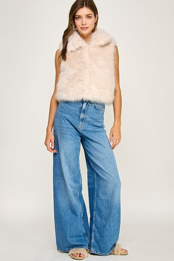 Light Gray Emerson Faux Fur Vest Vest
